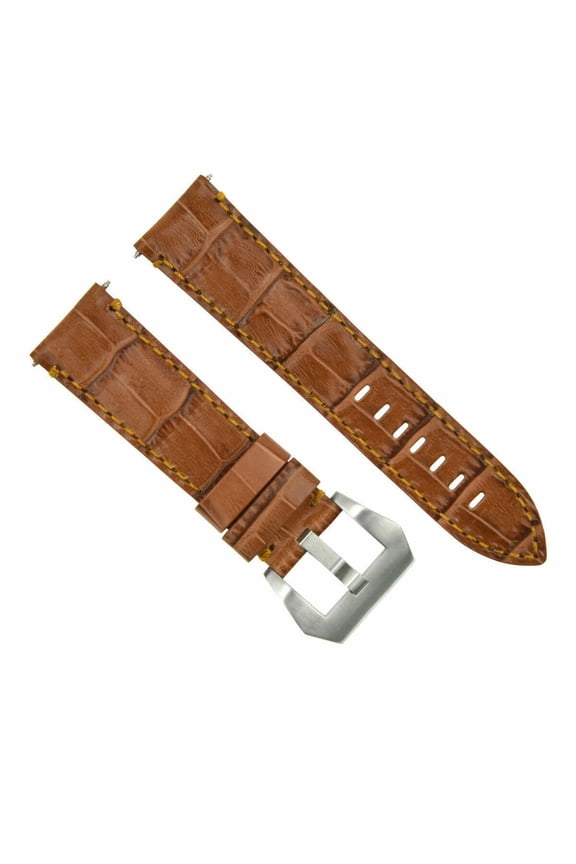 24MM LEATHER WATCH BAND STRAP FOR BREITLING NAVITIMER CHRONOMAT COLT L/BROWN OC