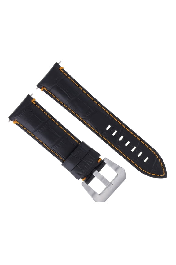 24MM LEATHER WATCH BAND STRAP FOR BREITLING NAVITIMER COLT BENTLEY BLACK ORANGE