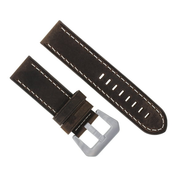 24MM LEATHER WATCH BAND STRAP FOR BREITLING WATCH NAVITIMER COLT D/BROWN WS