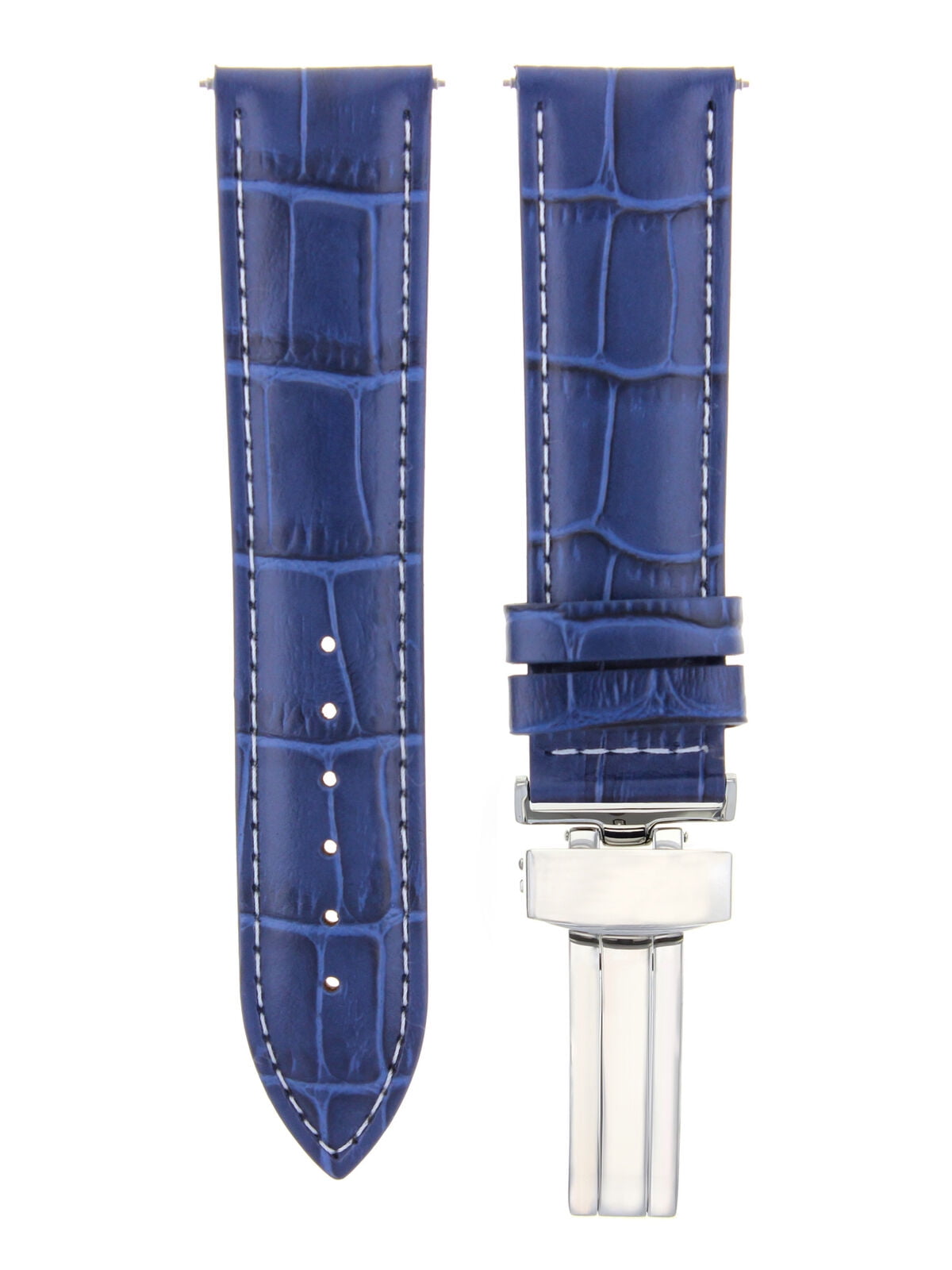 EWATCHPARTS 24MM LEATHER WATCH BAND STRAP FOR BULOVA ACCUTRON WATCH DEPLOYMENT CLASP BLUE WS