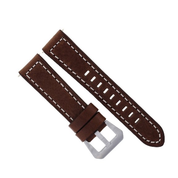 24MM LEATHER WATCH BAND STRAP FOR LUM TEC M51 M47 M44 M43 M33 DARK BROWN WS
