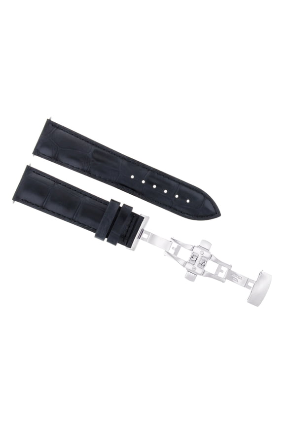 24MM LEATHER WATCH STRAP BAND FOR IWC PILOT PORTUGESE DEPLOYMENT CLASP BLACK