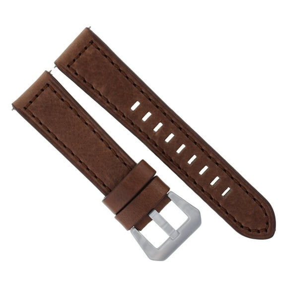 24MM LEATHER WATCH STRAP BAND FOR LUM TEC WATCH M51 M47 M44 M43 M3 LONG D/BROWN