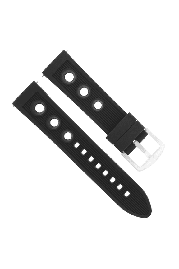 24MM RALLY RUBBER DIVER WATCH BAND STRAP FOR BREITLING AVENGER PORTHOLE BLACK