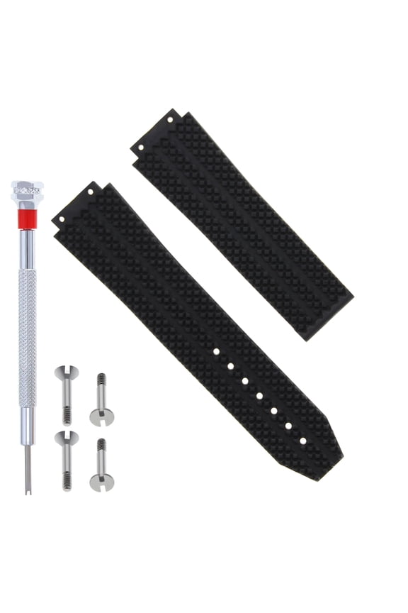 24MM RUBBER BAND STRAP CLASP FOR HUBLOT 44-45MM BIG BANG 4 SCREW  S/DRIVER BLACK
