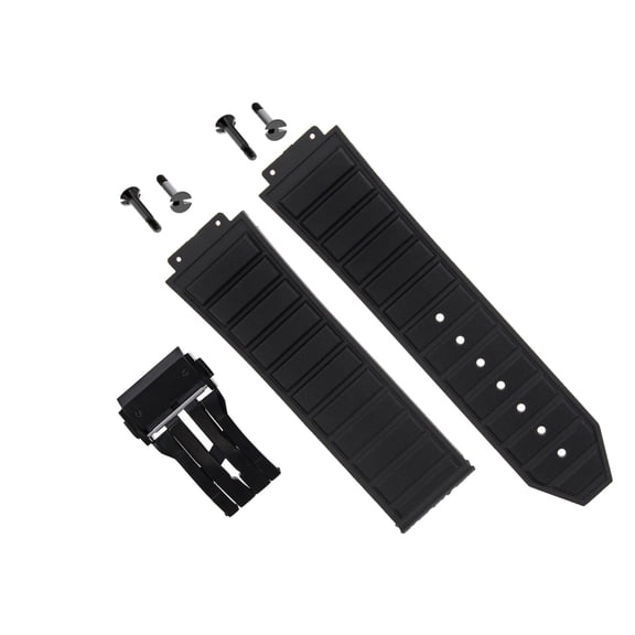 24MM RUBBER BAND STRAP FOR HUBLOT 44-45MM H BIG BANG + 4 BLACK SCREW+CLASP BLACK