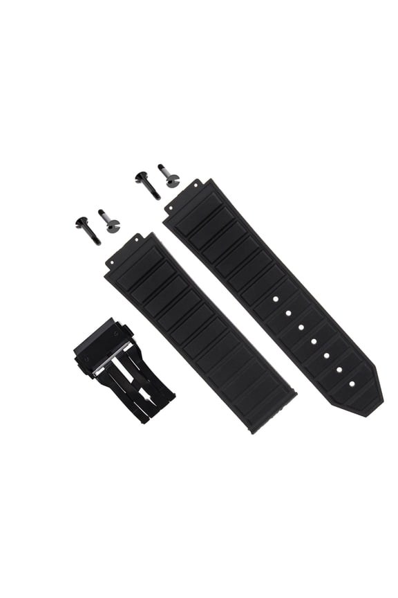 24MM RUBBER BAND STRAP FOR HUBLOT 44-45MM H BIG BANG + 4 BLACK SCREW+CLASP BLACK