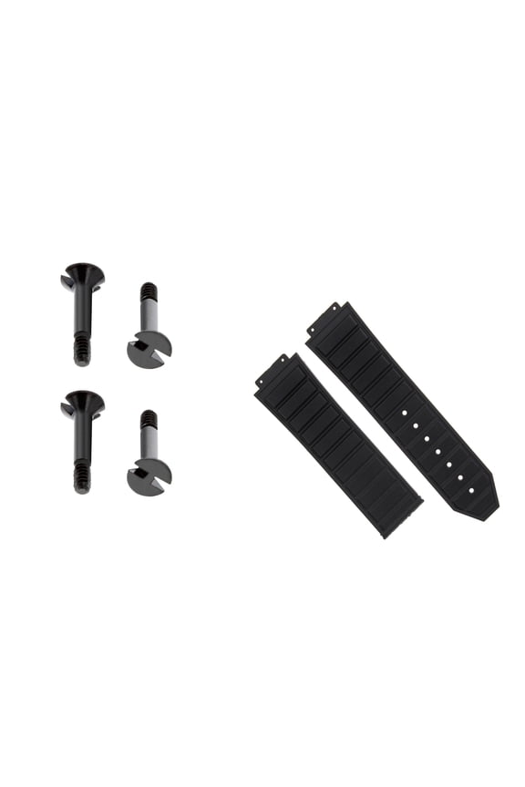 24MM RUBBER BAND STRAP FOR HUBLOT 44-45MM H BIG BANG WATCH + 4 BLACK SCREW BLACK