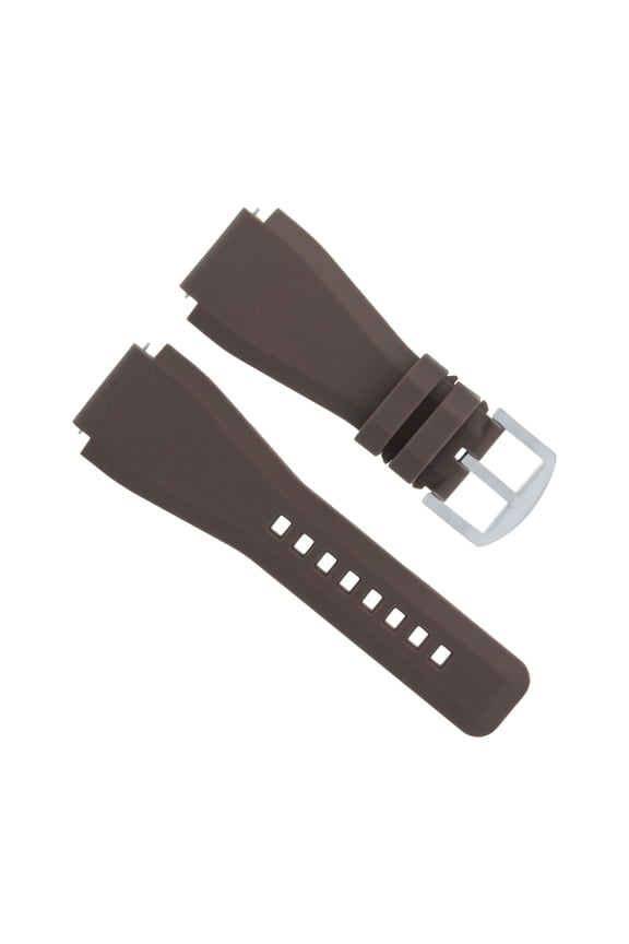 24MM RUBBER STRAP WATCH BAND FOR BELL ROSS BR-01-BR-03 WATCH BROWN BRUSH
