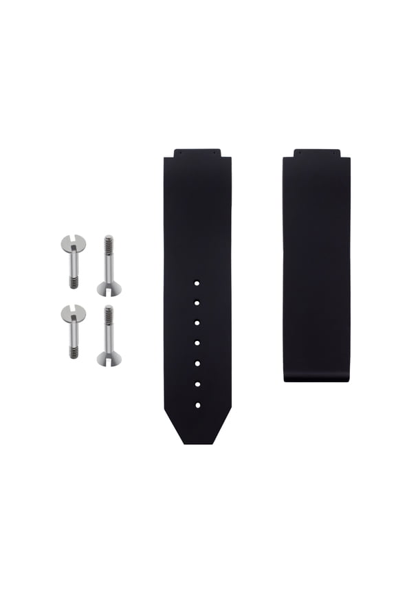 24MM RUBBER WATCH BAND STRAP FOR HUBLOT 44-45MM H BIG BANG + 4 SCREW BLACK PVD