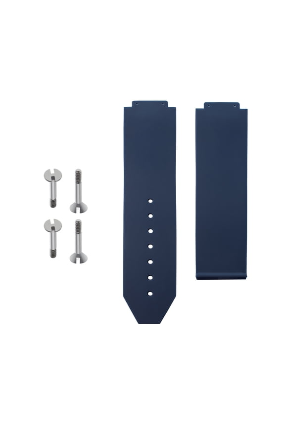 24MM RUBBER WATCH BAND STRAP FOR HUBLOT 44-45MM H BIG BANG WATCH + 4 SCREW BLUE