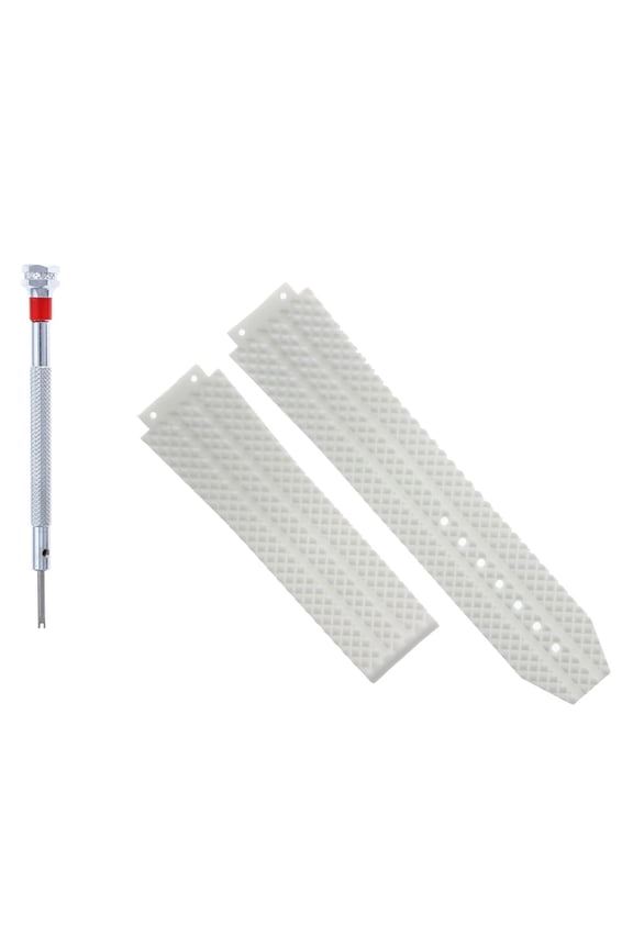 24MM RUBBER WATCH STRAP BAND FOR HUBLOT 44-45MM BIG BANG + SCREWDRIVER WHITE