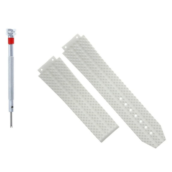 24MM RUBBER WATCH STRAP BAND FOR HUBLOT 44-45MM BIG BANG + SCREWDRIVER WHITE
