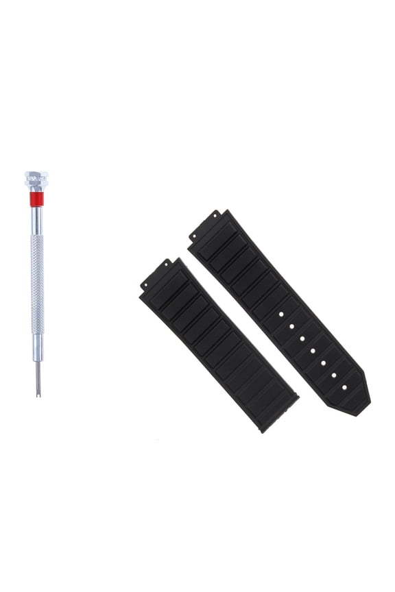 24MM RUBBER WATCH STRAP BAND FOR HUBLOT 44-45MM H BIG BANG SCREWDRIVER BLACK