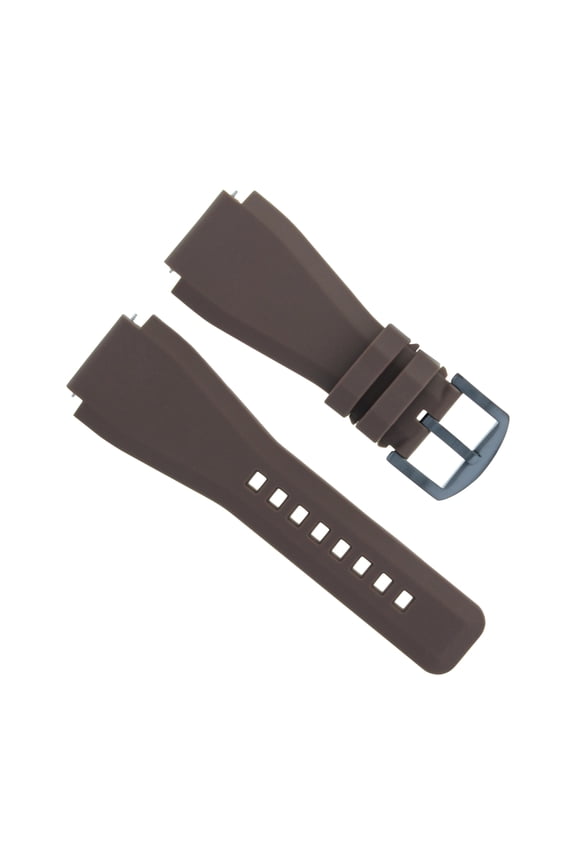 24MM SILICONE RUBBER WATCH BAND STRAP FOR BELL ROSS BR-01-BR-03 BROWN BLACK PVD