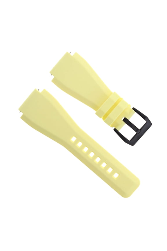 24MM SILICONE RUBBER WATCH STRAP BAND FOR BELL ROSS YELLOW BR-01-BR-03 BLACK PVD