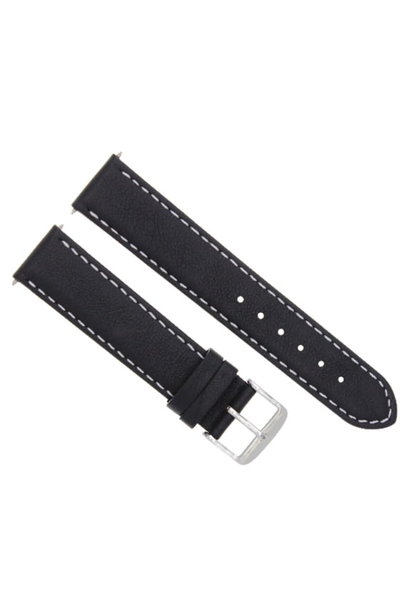 24MM SMOOTH LEATHER WATCH STRAP BAND FOR 45MM LUM TEC G7 WATCH BLACK