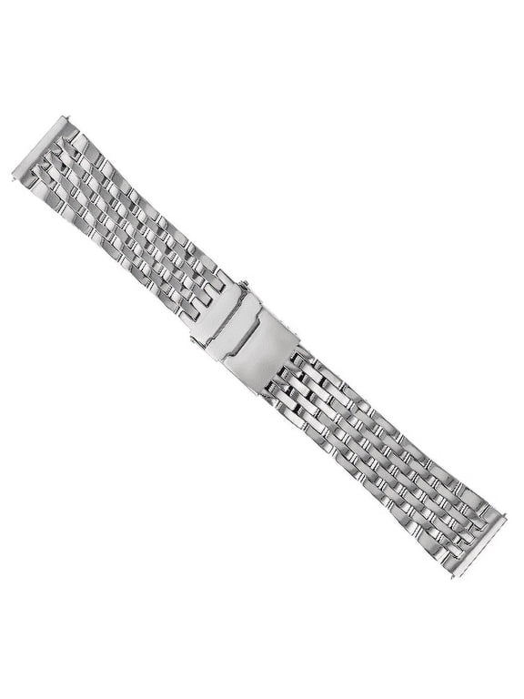 24mm Watch Band Bracelet, Silver, Compatible With Bulova Precisionist Model 96 Shiny Stainless Steel