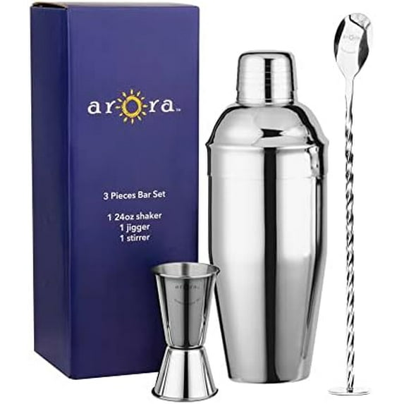 24OZ Cocktail Shaker Mixer Set, 3Pcs Bar Acccessories Including Martini ...