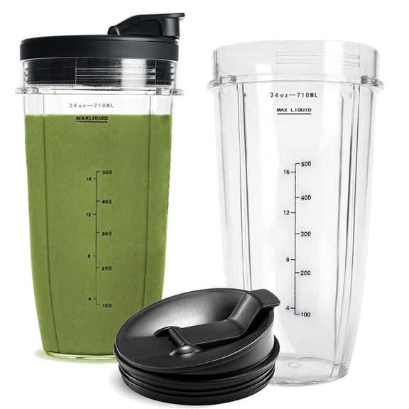 24OZ Replacement Cups Compatible with BL480 BL482 BL642 NN102 BL682 Blender, with Upgraded Lids- Convenient to Drink Directly(2 Pack)