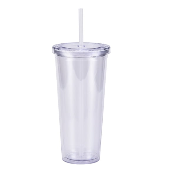24Oz Plastic Straw Cup Creative Transparent Cold Drink Cup with Lid and Reusable Straw for Iced Coffee and Juice Clear Sparkling Glitter Design Wide Mouth Lightweight Tumbler (2.56" X 8.07") Clear