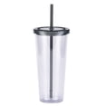 thumbnail image 1 of 24Oz Plastic Straw Cup with Lid Creative Transparent Cold Drink Reusable Tumbler for Iced Coffee and Smoothies 3 X 8 Dark Gray (Glitter Finish), 1 of 8