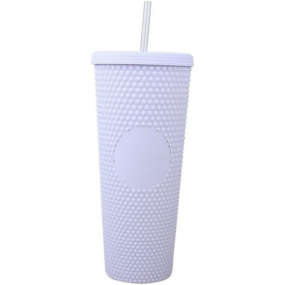 24Oz Water Cup Straw Cup Studded Tumbler with Lid and Straw with Leak Proof Lid Iridescent Matte and Multi Colored Perfect Use for Iced Coffee Tumbler Color Changing Reusable