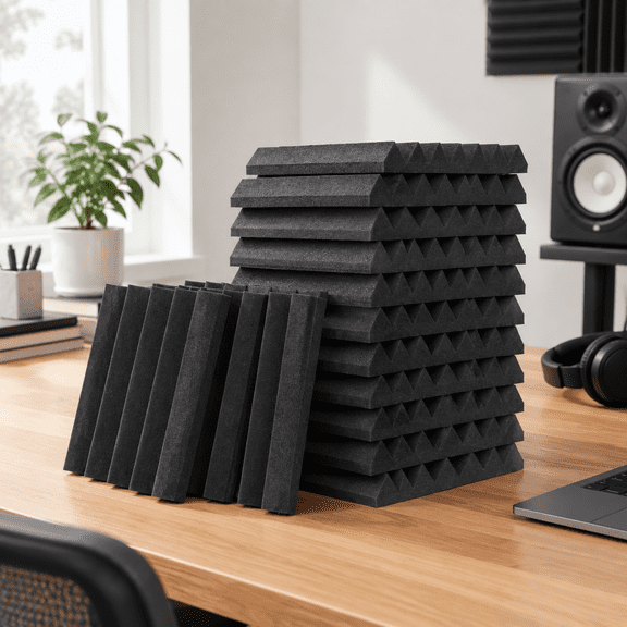 24P Black 2'' Thick Acoustic Panels 12" x 12" Sound Dampening Foam