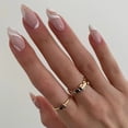 thumbnail image 1 of 24P Black Detachable Almond French Full Cover False Nails Silver Butterfly Lines Stiletto Fake Nials Press on Nails DIY Manicure, 1 of 6