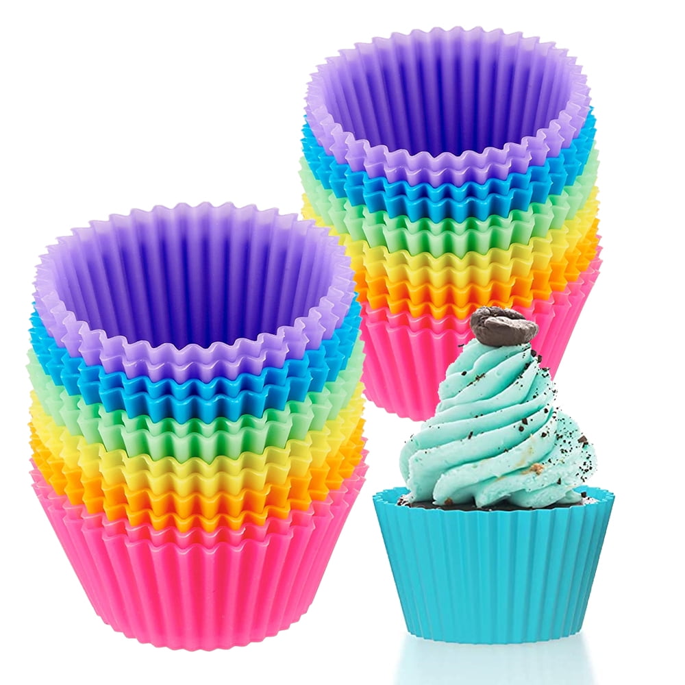 Silicone Cupcake Baking Cups, Reusable Muffin Cup Liners, 2.75 OZ Cup Cake  Molds Set Non Stick Cupcake Wrappers Cupcake Holder Cupcake Liners 12 Pack