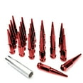 24PC 14x2.0 SPIKE RED SOLID STEEL LUG NUTS 4.5" TALL+KEY FORD F150