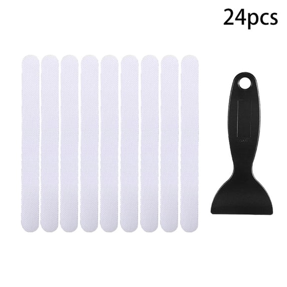 24PC Bathtub Non Slip Stickers, Waterproof Shower Floor Grip Strips, Colorful Anti Slip Bath Treads, Tub Safety Stickers, Self-Adhesive Non Slip Bathtub Stickers, Bathroom Safety Accessory,White