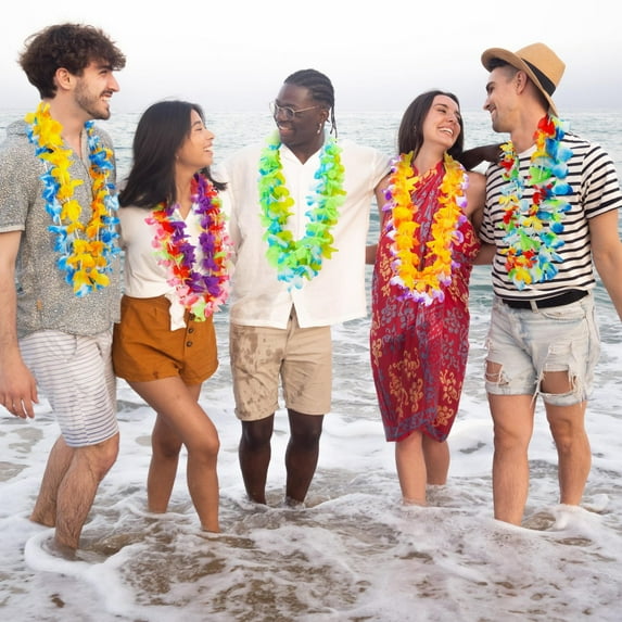 24PC Hawaiian Theme Colorful Leis Summer Beach And Pool Party Leis And Mixed Random Colors