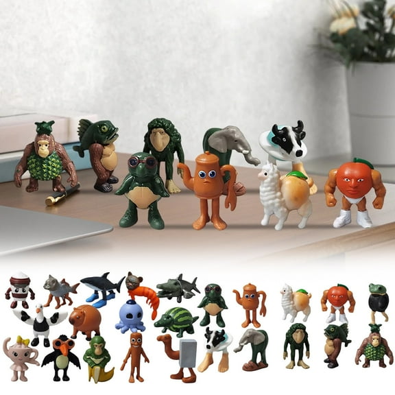 24PC Surreal Italian Brainrot Figurine Set - Tralalelo Tralala Art Decor | Collectible Non-Movable Animal Machine Toys for Home Office Gift