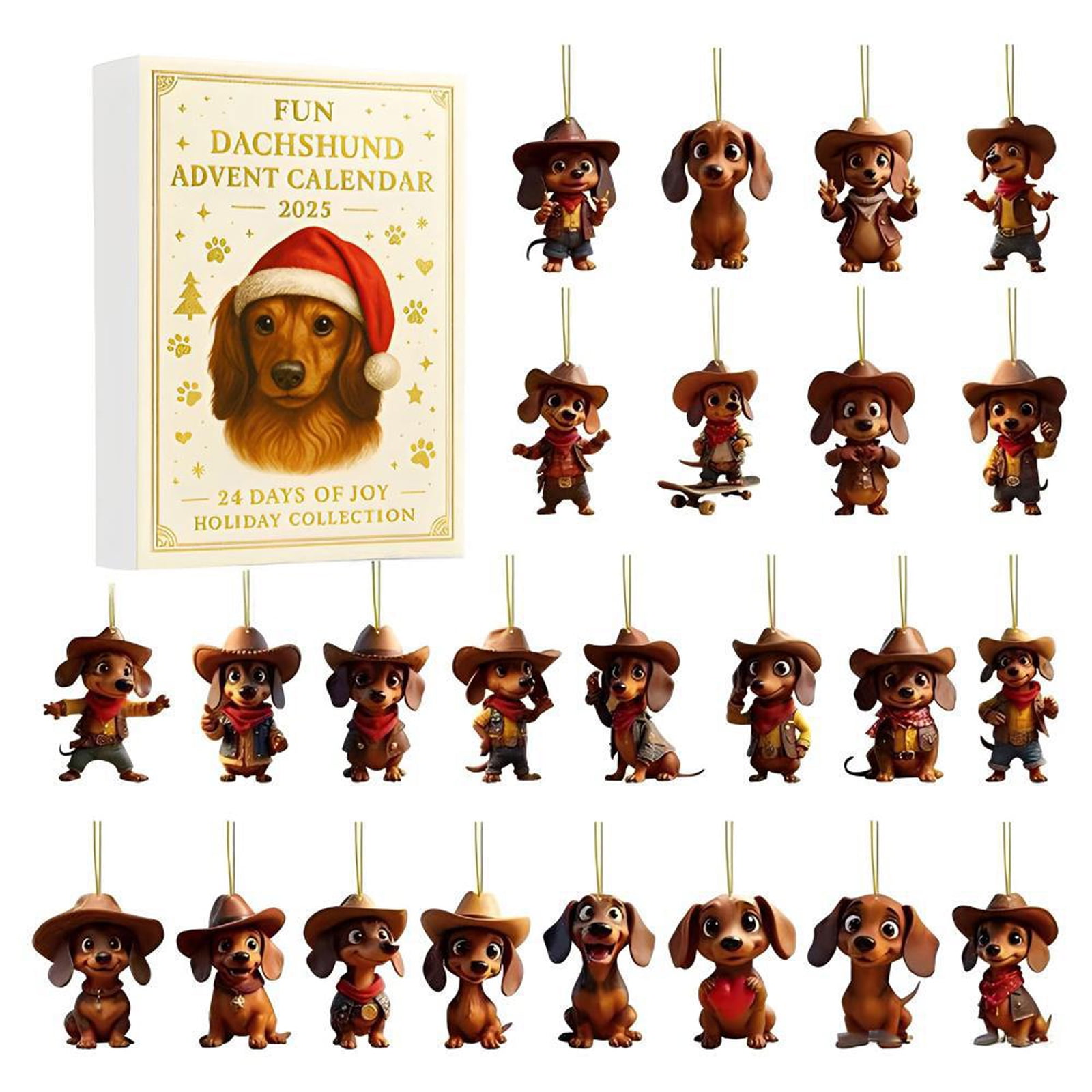 24PCFUN DACHSHUND Advent Calendar Blind Box - Christmas Countdown ...