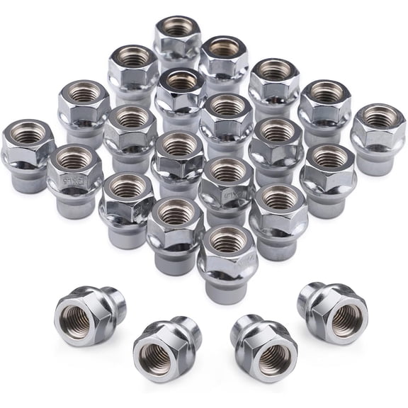 24PCS 12x1.5 Chrome Extend Open Lug Nuts, 0.27 inch(7mm) Shank M12x1.5 Thread Aftermarket Wheels Lug Nuts for Tacoma 4Runner Tundra FJ Cruiser Ventury Sequoia Fortuner Land Cruiser HILUX GX460