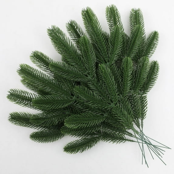 24PCS 13.8" Artificial Pine Needles Branches Garland Green Pine Needles Greenery Pine Picks for DIY Garland Wreath Christmas Embellishing and Home Garden Decoration