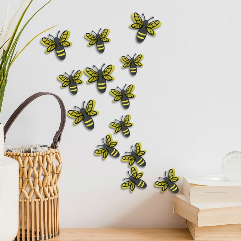 24pcs 3D Bee Stickers Bee Decor Removable Mural Decals Honey Bee Clings for Home Office Fridge Decorations Party Supplies