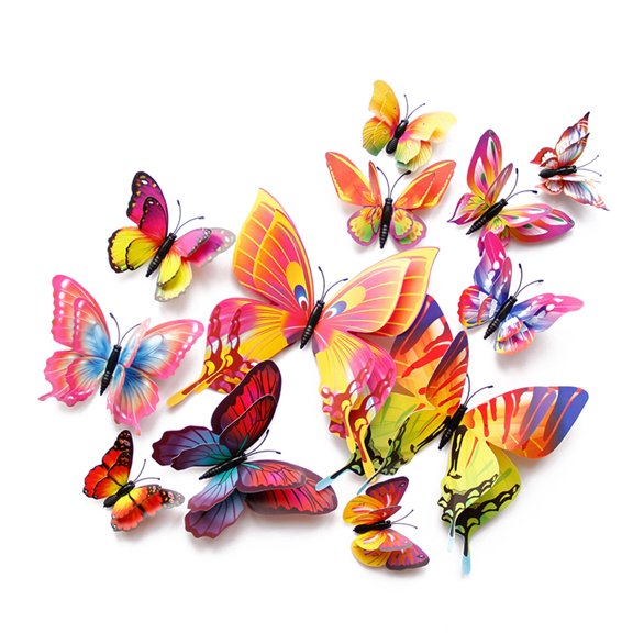 24PCS 3D Butterfly Wall Decor, Colorful Magnets Stickers for Party Decoration