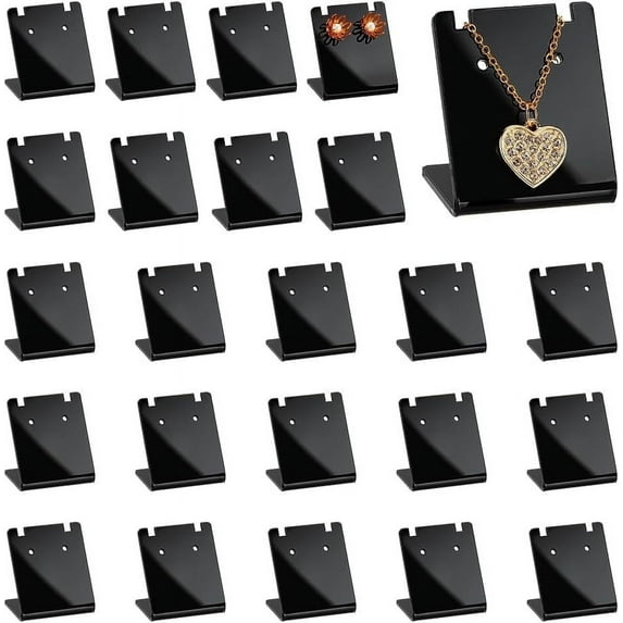 24PCS 48 Holes Earring Holder L-Shape Jewelry Organizer Displays Clear Mini Ear Stud Necklace Stand Holders for Necklace Jewelry Dangling Slant Back Display 1.34x1.38x1inch