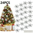 thumbnail image 1 of 24PCS 5.91" Wreaths Decor, Peaoy Glitter Artificial Flowers Wedding Christmas Flowers Xmas Tree Ornaments Party Home Accessories Supplies Decorations Golden, 1 of 8