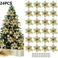 thumbnail image 1 of 24PCS 5.91" Wreaths Decor, Peaoy Glitter Artificial Flowers Wedding Christmas Flowers Xmas Tree Ornaments Party Home Accessories Supplies Decorations, 1 of 9