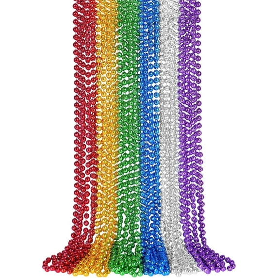 24PCS 5mm Mardi Gras Beads Necklaces,PLastic Bead Necklaces,Kids' Play Necklaces,Festive Gathering Supplies,for Mardi Gras Pirate Party Parade Throws Birthday Wedding Favors (Multicolor)