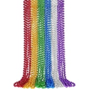 24PCS 5mm Mardi Gras Beads Necklaces,PLastic Bead Necklaces,Kids Play Necklaces,Festive Gathering Supplies,for Mardi Gras Pirate Party Parade Throws Birthday Wedding Favors Multicolor