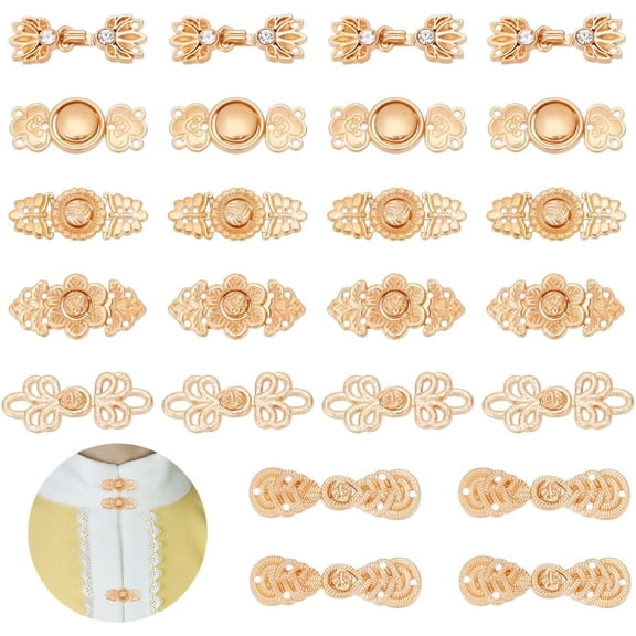 24PCS 6 Styles Shawl Clips Vintage Flower Alloy Snap Lock Clasps Gloden Cloak Clasp Sews Retro Cardigan Clips
