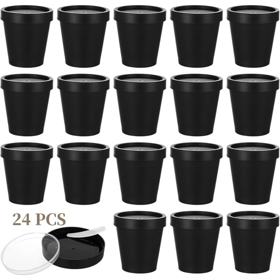 24PCS 7oz Pot Jars with Lids, Spoons for Homemade Lotion, Plastic Empty Containers for Sugar Scrub, Facial Mask Mixing Bowls, Body Lotion SPA