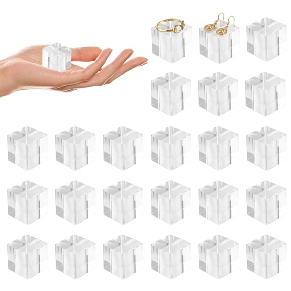 24PCS Acrylic Blocks for Display, 1" x 1" x 1" Square Clear Cube Display Stands, Polished Transparent Floating Pedestal Holders, Suitable for Photography, Jewelry and Collectible Presentations