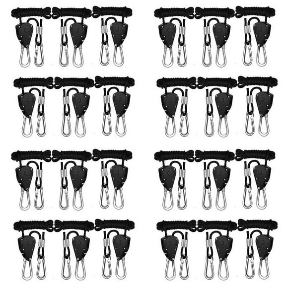 24PCS Adjustable 1/8Inch Lanyard Hanging for Tent Fan LED Grow Plant Lamp Hanger Pulley Lifting Pulley Hook