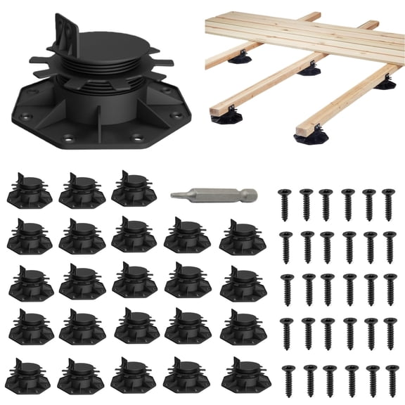24PCS Adjustable Deck Support Pedestals For 2*4 & 2*6 Joist Framing Ground Leveling