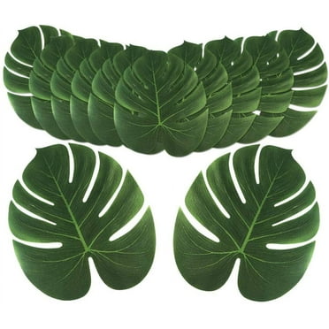 24PCS Artificial Tropical Palm Leaves, Faux Safari Leaves Monstera Fake Leaves, Hawaiian Luau Party Jungle Beach Theme Decorations for Birthday Party Safari Table Decorations Supplies